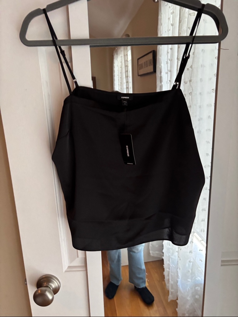 Express Black cropped cami with Adjustable Straps